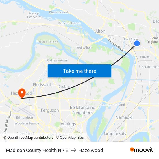 Madison County Health N / E to Hazelwood map