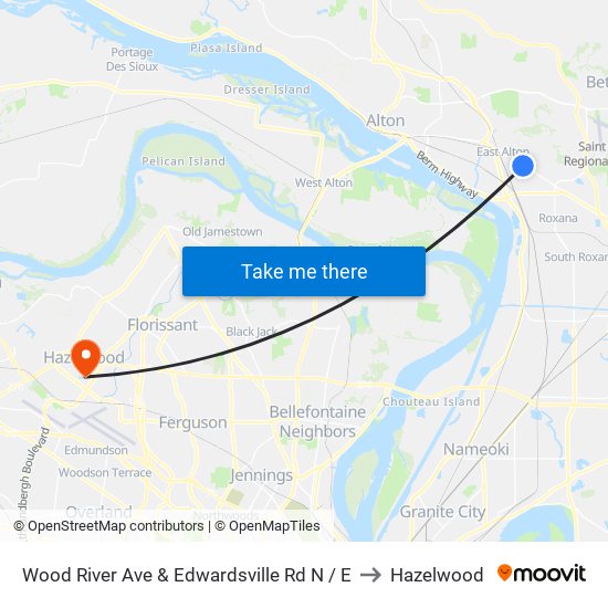Wood River Ave & Edwardsville Rd N / E to Hazelwood map