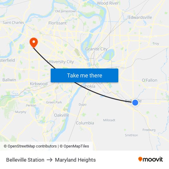 Belleville Station to Maryland Heights map