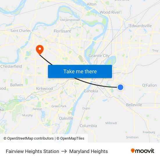 Fairview Heights Station to Maryland Heights map