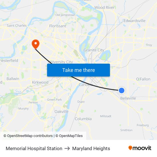Memorial Hospital Station to Maryland Heights map