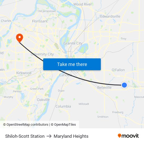 Shiloh-Scott Station to Maryland Heights map