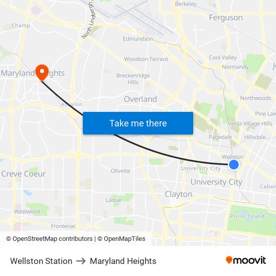 Wellston Station to Maryland Heights map