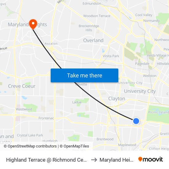 Highland Terrace @ Richmond Center Sb to Maryland Heights map