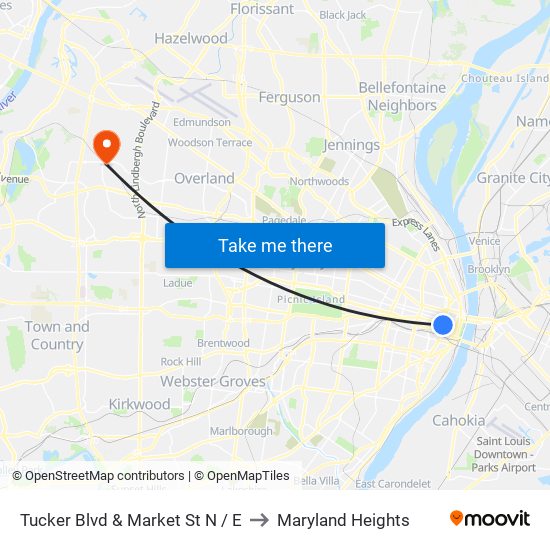 Tucker Blvd & Market St N / E to Maryland Heights map