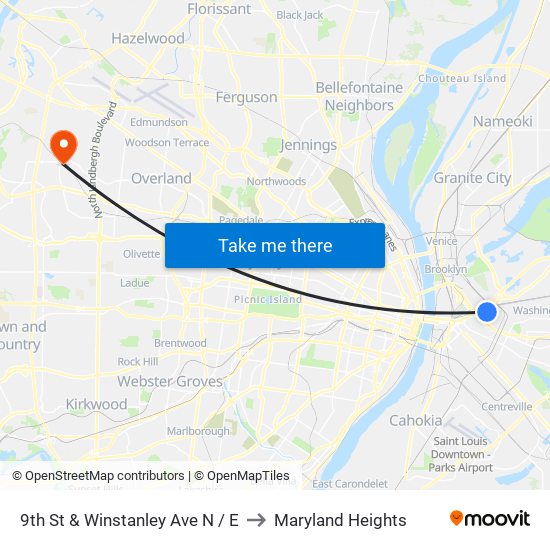 9th St & Winstanley Ave N / E to Maryland Heights map