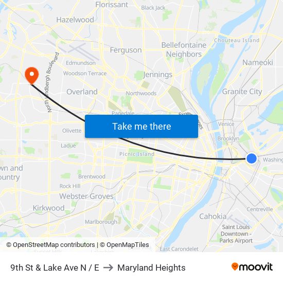 9th St & Lake Ave N / E to Maryland Heights map