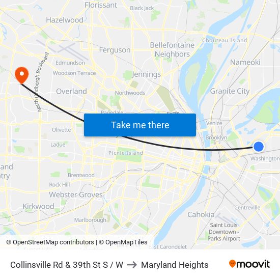 Collinsville Rd & 39th St S / W to Maryland Heights map