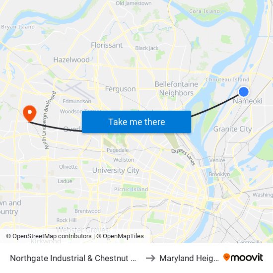 Northgate Industrial & Chestnut Health to Maryland Heights map