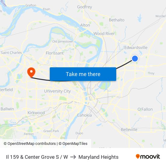 Il 159 & Center Grove S / W to Maryland Heights map