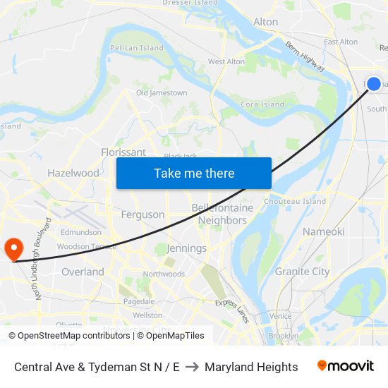 Central Ave & Tydeman St N / E to Maryland Heights map