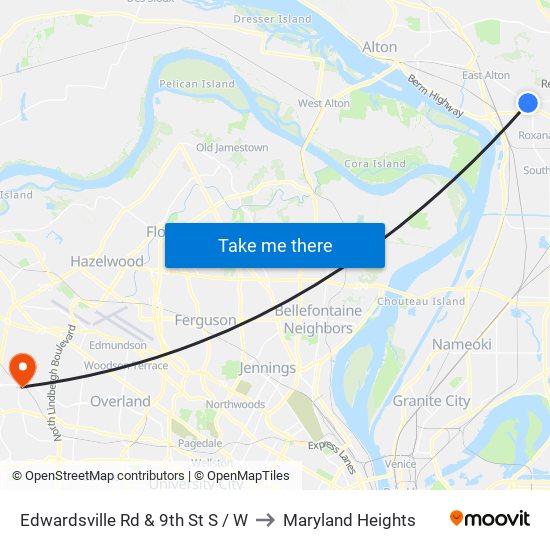 Edwardsville Rd & 9th St S / W to Maryland Heights map