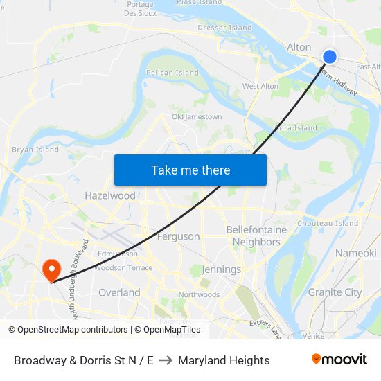 Broadway & Dorris St N / E to Maryland Heights map