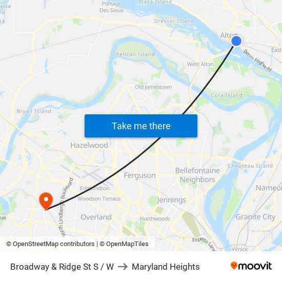 Broadway & Ridge St S / W to Maryland Heights map