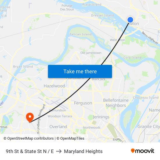 9th St & State St N / E to Maryland Heights map