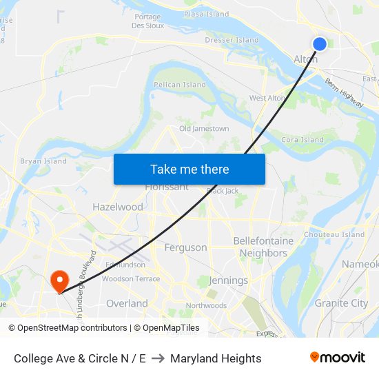 College Ave & Circle N / E to Maryland Heights map