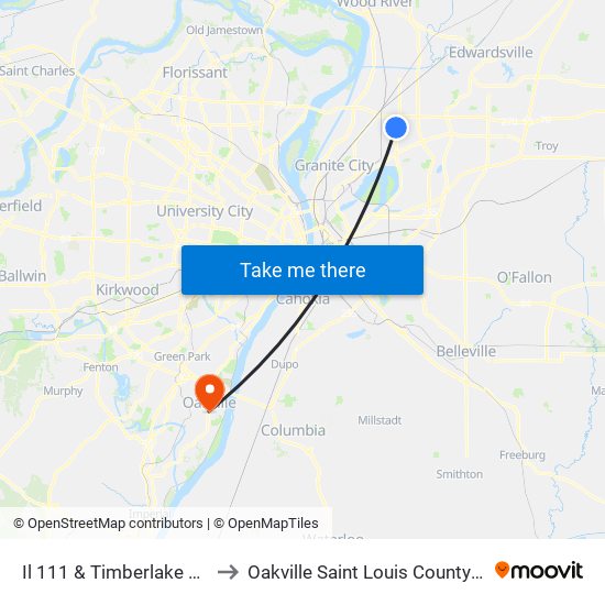 Il 111 & Timberlake Dr S / W to Oakville Saint Louis County MO USA map