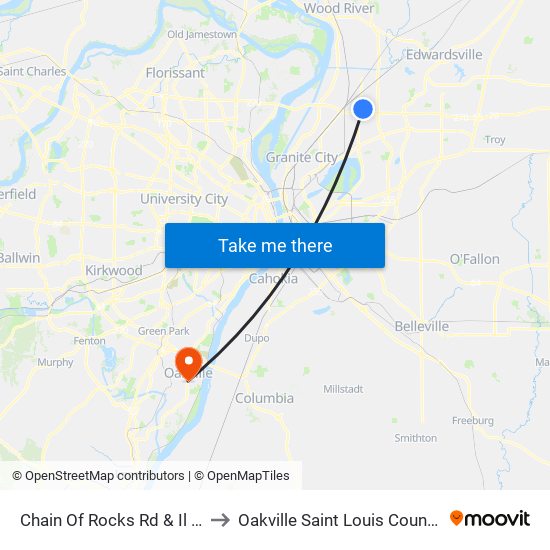 Chain Of Rocks Rd & Il 111 N / E to Oakville Saint Louis County MO USA map