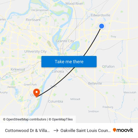 Cottonwood Dr & Village Dr S / W to Oakville Saint Louis County MO USA map