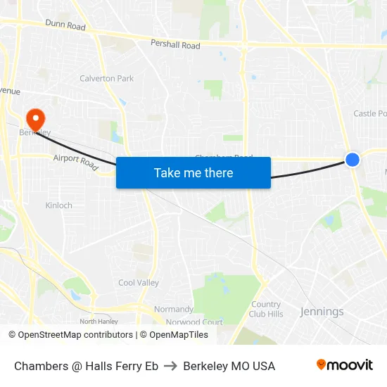 Chambers @ Halls Ferry Eb to Berkeley MO USA map