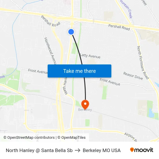 North Hanley @ Santa Bella Sb to Berkeley MO USA map
