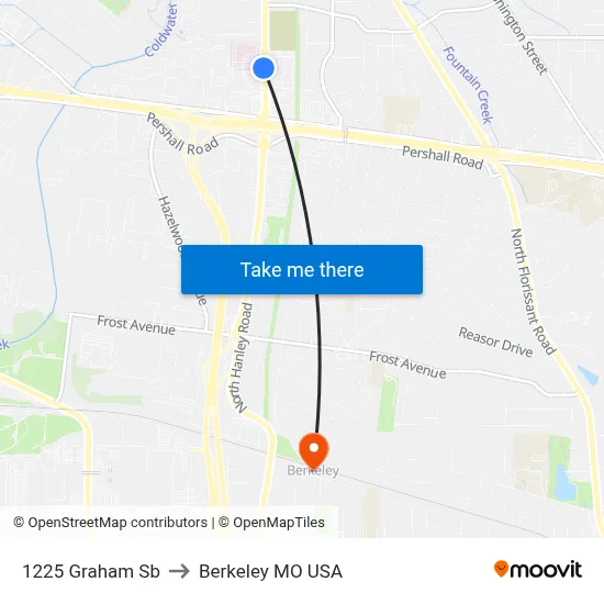 1225 Graham Sb to Berkeley MO USA map