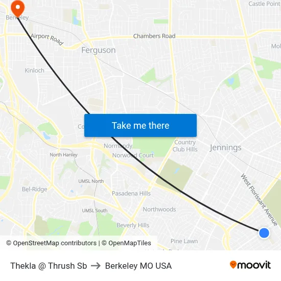 Thekla @ Thrush Sb to Berkeley MO USA map
