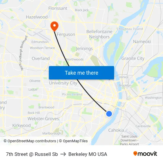 7th Street @ Russell Sb to Berkeley MO USA map