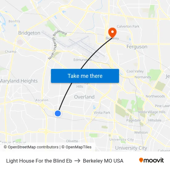 Light House For the Blind Eb to Berkeley MO USA map