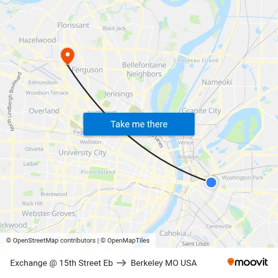 Exchange @ 15th Street Eb to Berkeley MO USA map