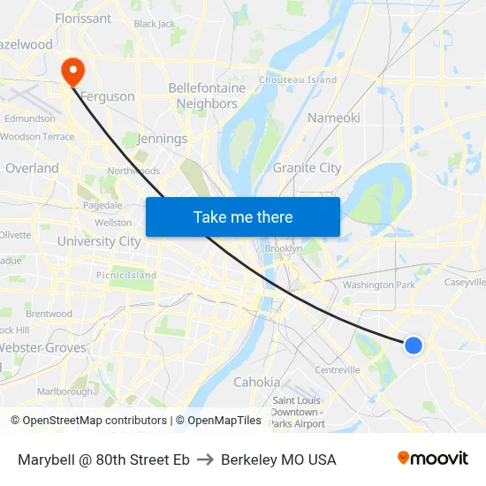 Marybell @ 80th Street Eb to Berkeley MO USA map