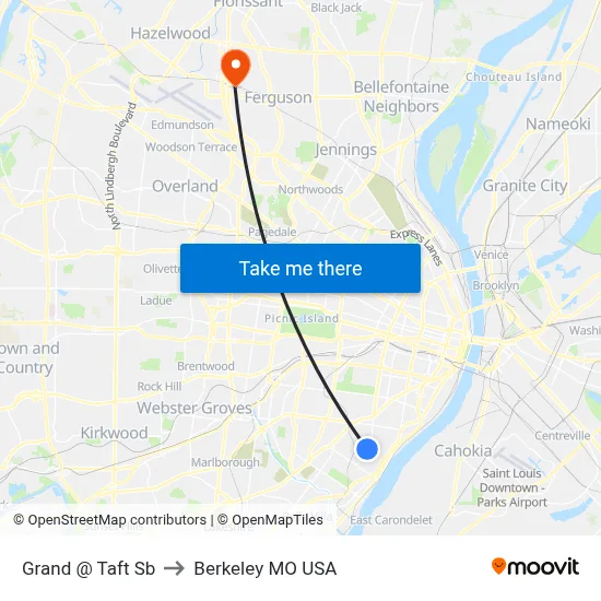 Grand @ Taft Sb to Berkeley MO USA map
