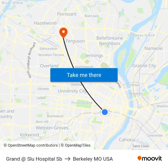 Grand @ Slu Hospital Sb to Berkeley MO USA map