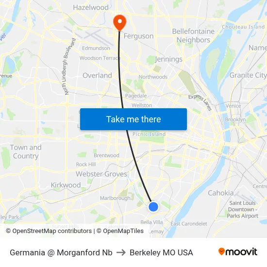 Germania @ Morganford Nb to Berkeley MO USA map