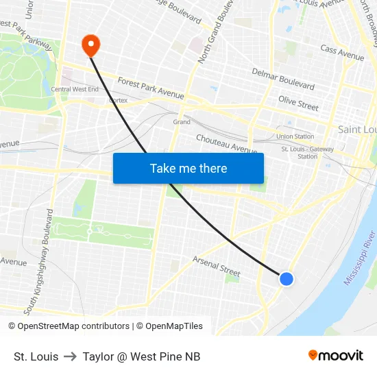 St. Louis to Taylor @ West Pine NB map