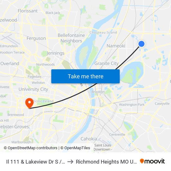 Il 111 & Lakeview Dr S / W to Richmond Heights MO USA map