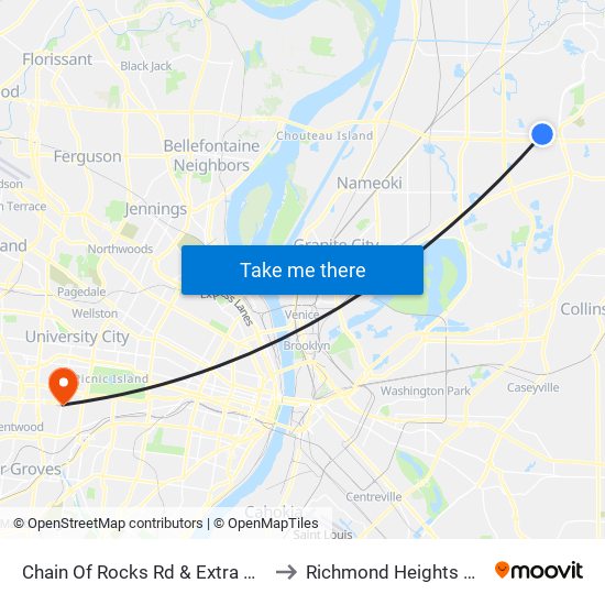 Chain Of Rocks Rd & Extra Help S / W to Richmond Heights MO USA map