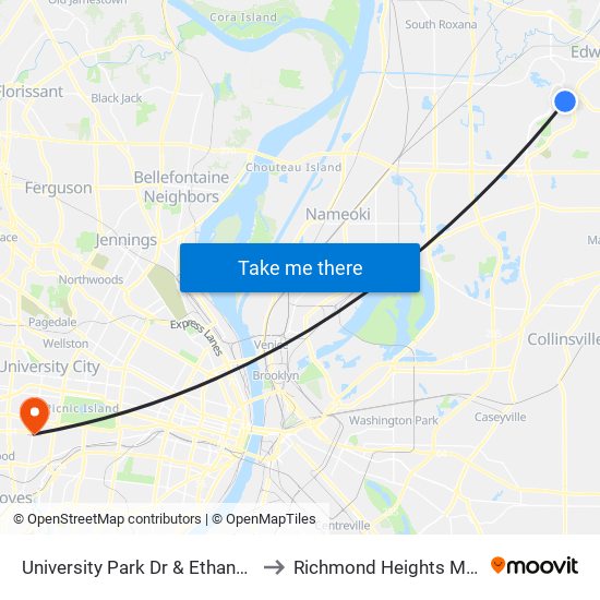 University Park Dr & Ethanol S / W to Richmond Heights MO USA map