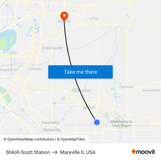 Shiloh-Scott Station to Maryville IL USA map