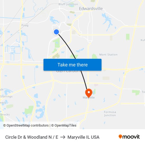 Circle Dr & Woodland N / E to Maryville IL USA map