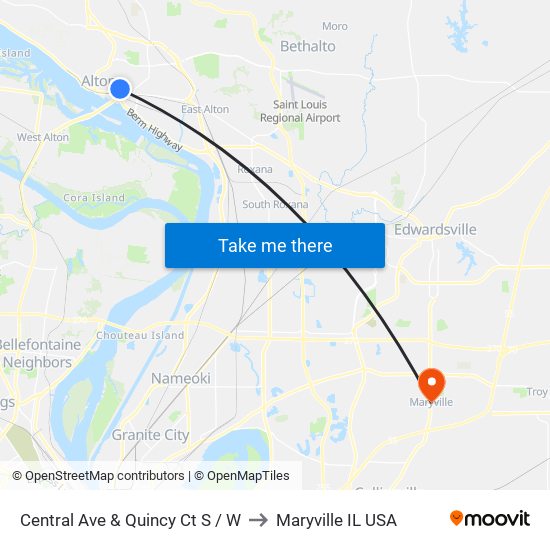 Central Ave & Quincy Ct S / W to Maryville IL USA map