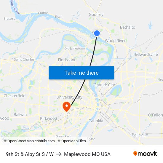 9th St & Alby St S / W to Maplewood MO USA map