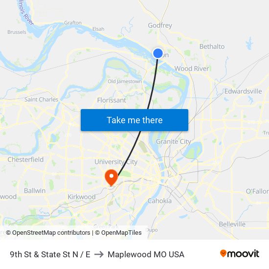 9th St & State St N / E to Maplewood MO USA map
