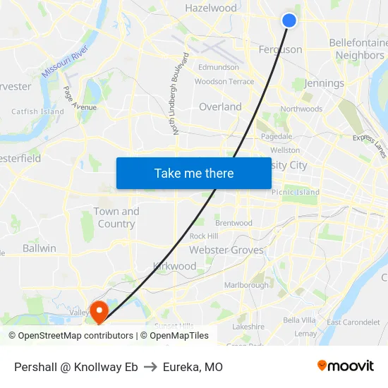 Pershall @ Knollway Eb to Eureka, MO map