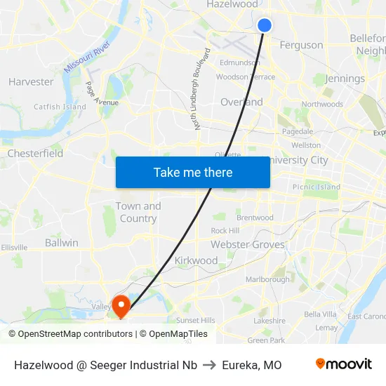 Hazelwood @ Seeger Industrial Nb to Eureka, MO map