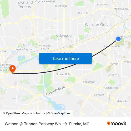 Watson @ Trianon Parkway Wb to Eureka, MO map