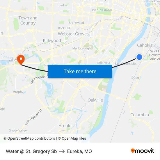 Water @ St. Gregory Sb to Eureka, MO map