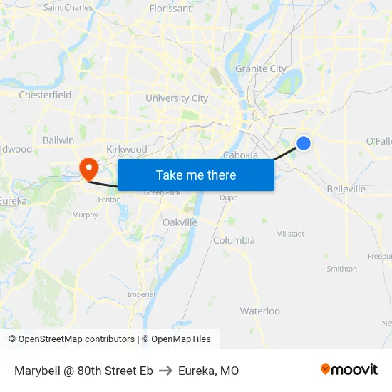 Marybell @ 80th Street Eb to Eureka, MO map