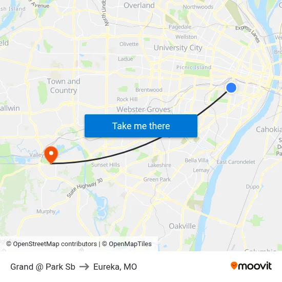 Grand @ Park Sb to Eureka, MO map