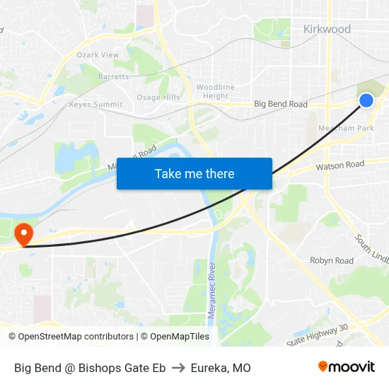 Big Bend @ Bishops Gate Eb to Eureka, MO map